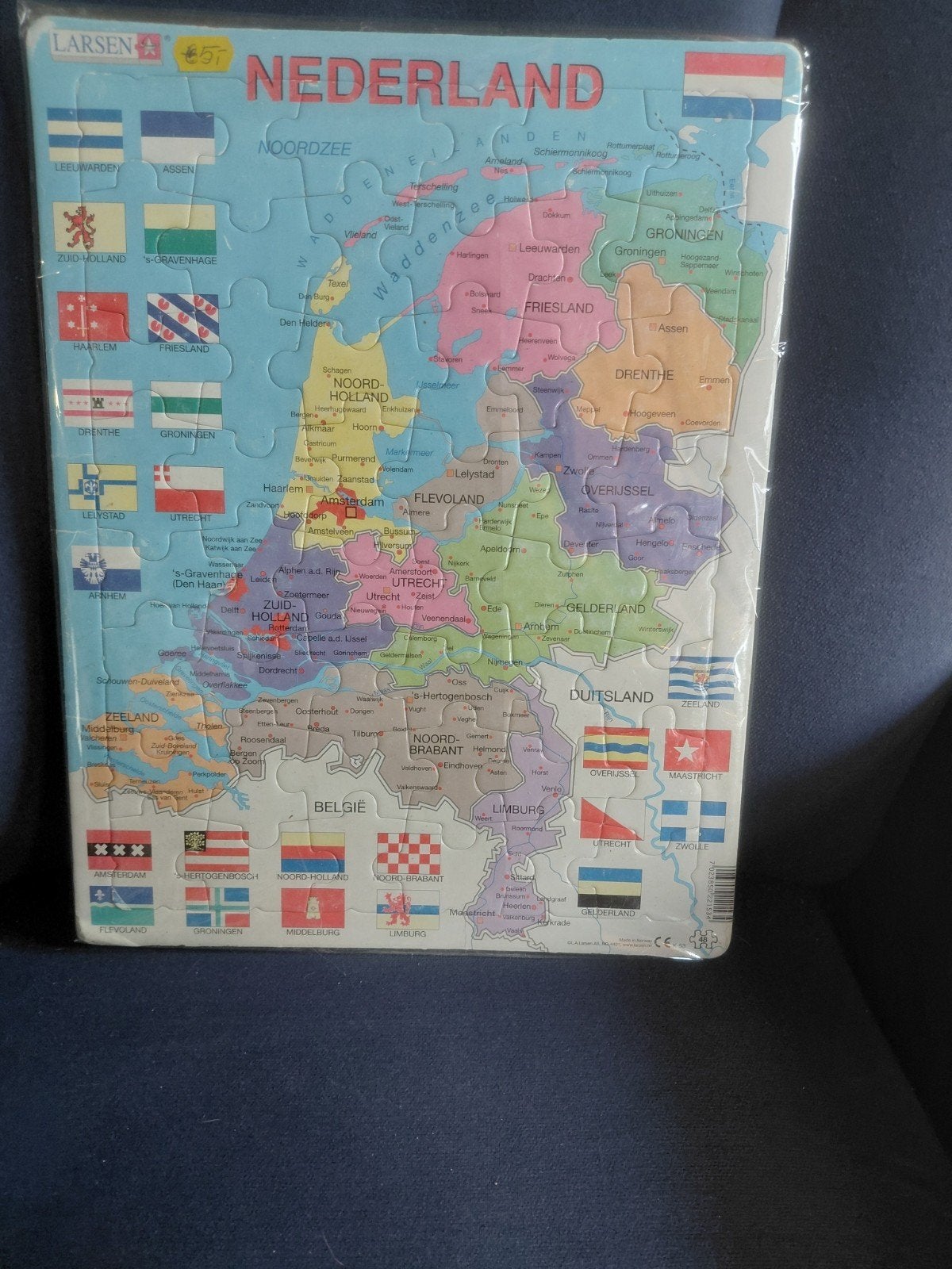Larsen Legpuzzel Nederland - Provincies en Hoofdsteden, Ophalen, Meer dan 50 stukjes, Gebruikt, 6 jaar of ouder