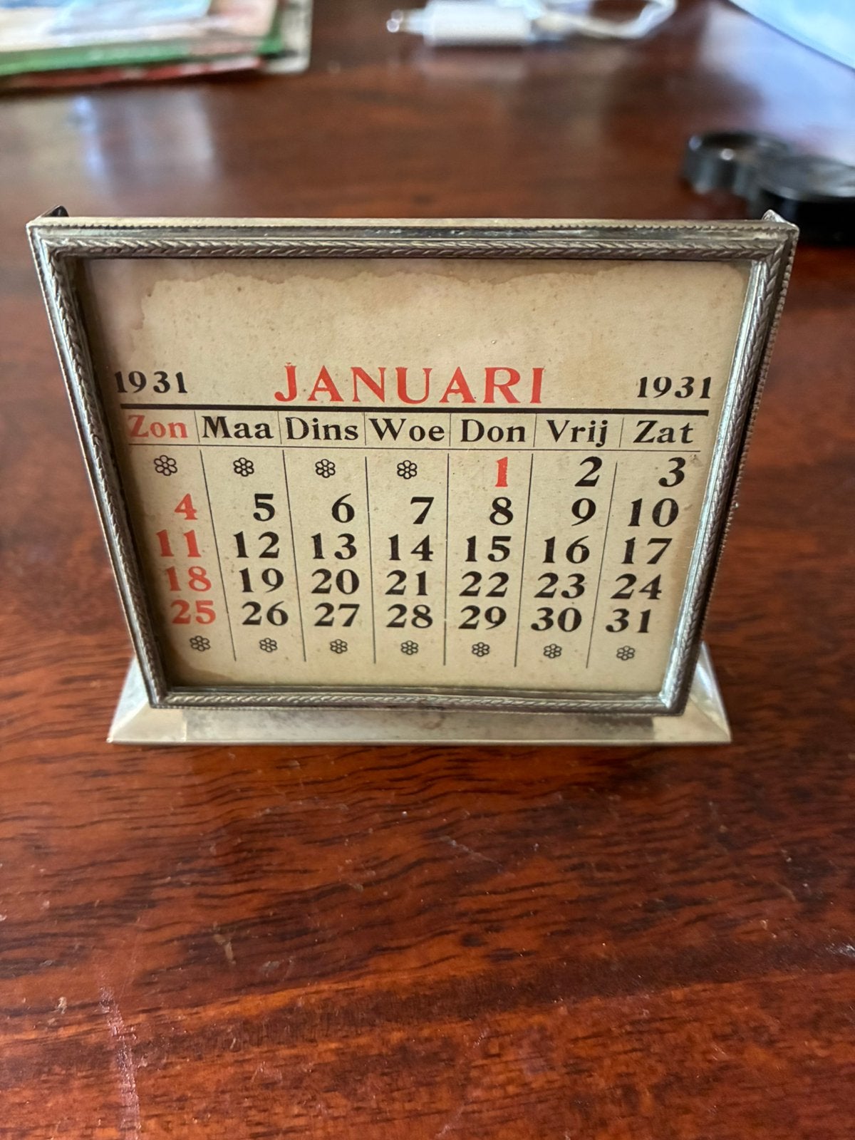 Vitage kalender 1931 , zilver, Ophalen of Verzenden, Zo goed als nieuw, Metaal of Blik, Overige thema's