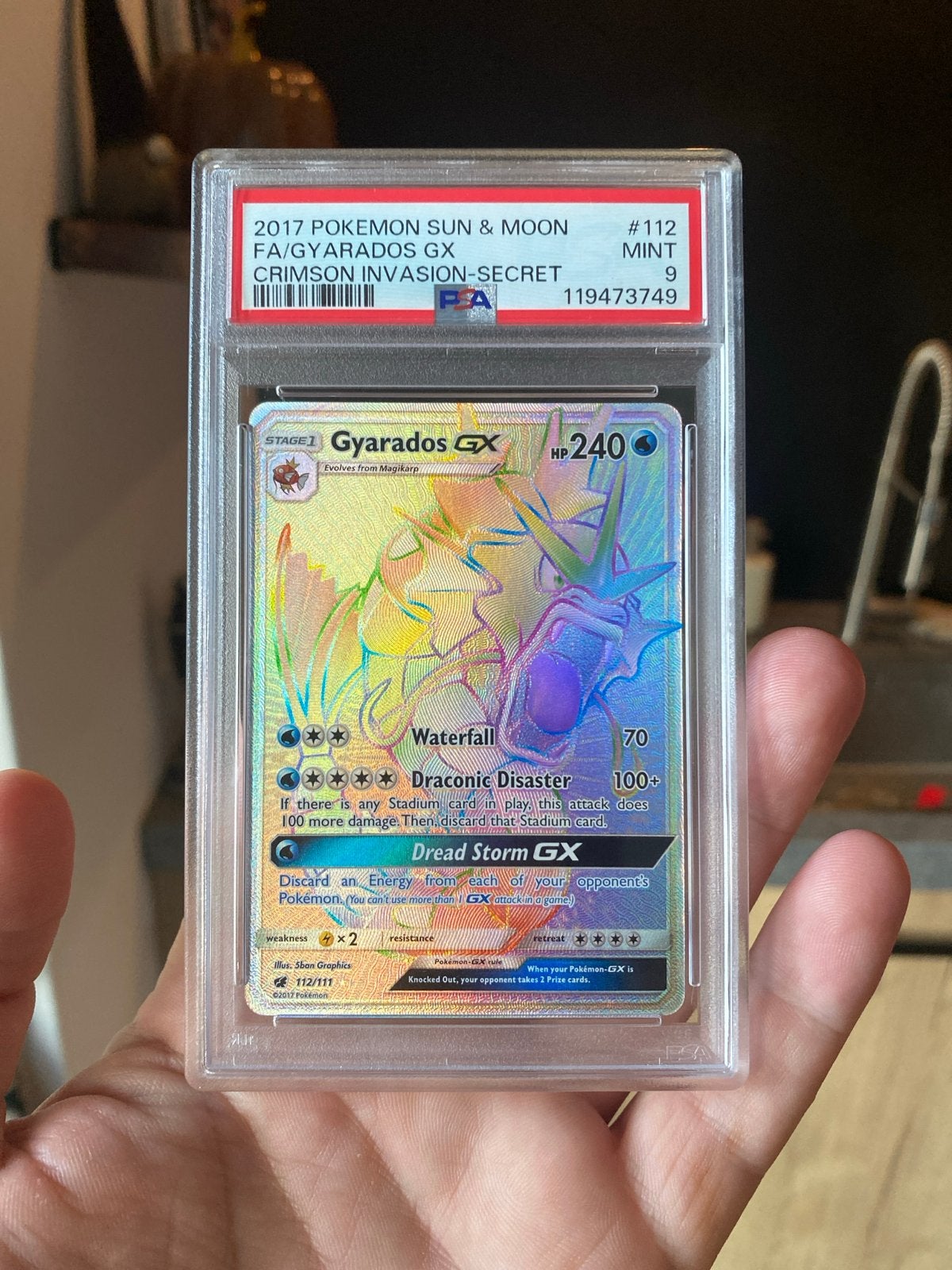 Gyarados GX 112/111 psa 9, Ophalen of Verzenden, Zo goed als nieuw, Losse kaart, Foil