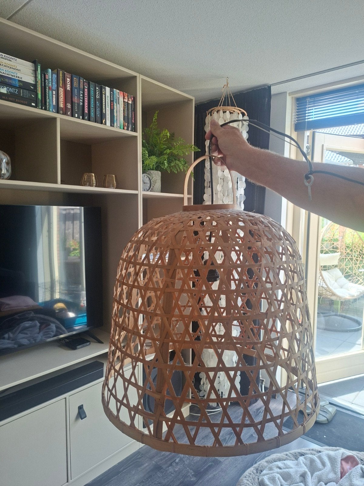 Hanglamp hanenmand 56 cm breed, 65 cm hoog, Ophalen, Gebruikt, Natuurlijk materiaal
