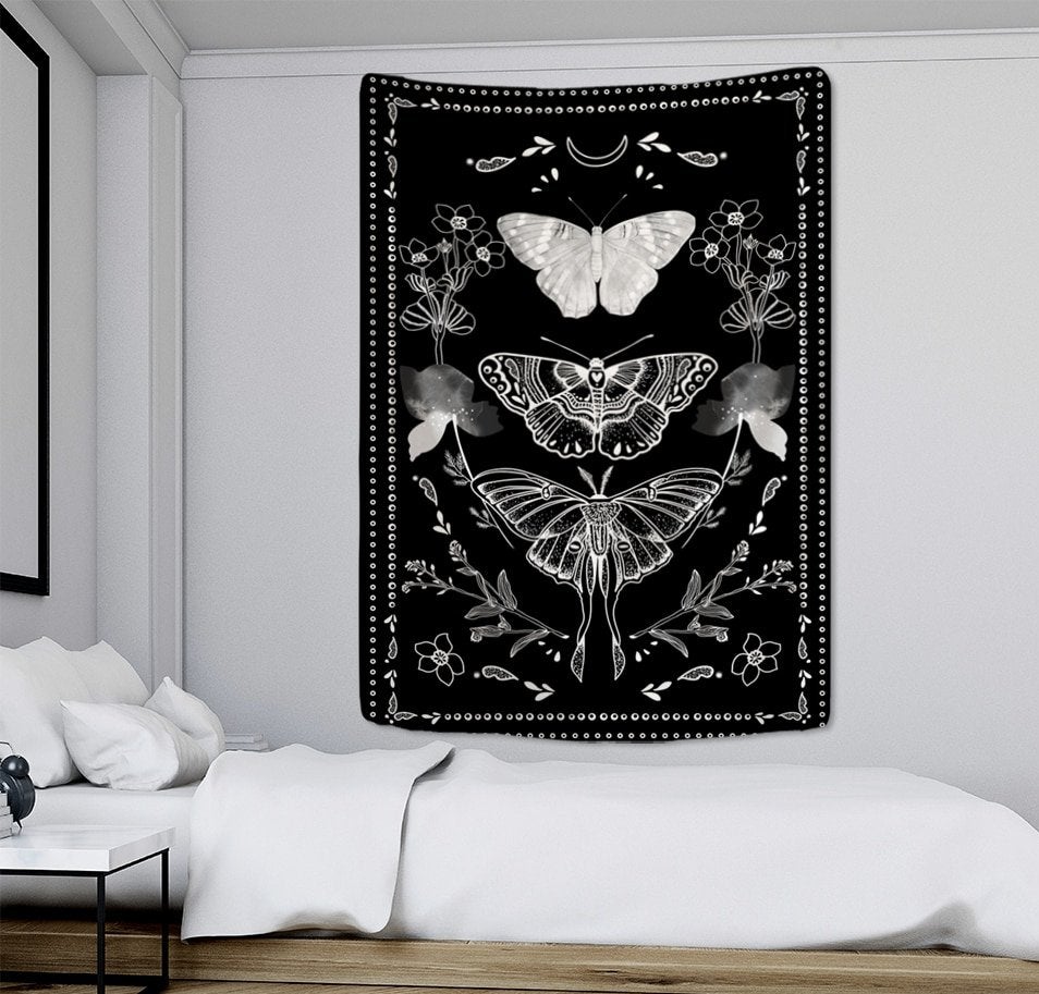 Zwart Vlinder Tarot Wandkleed / Wand Kleed Hekserij Bohemian, Verzenden, Nieuw, Zwart, Wandkleed