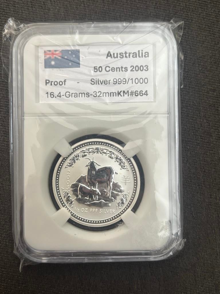 Year of the Goat lunar 1 2003  Proof Munt oplage 1000, Ophalen of Verzenden, Oost-Azië, Losse munt, Zilver