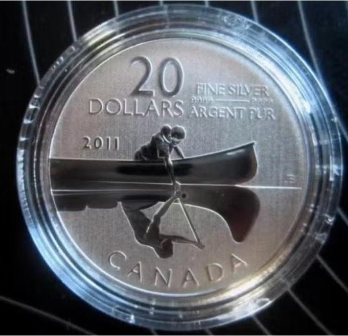 Canada - Silver 20 Dollars 2011 - the Canoe - OVP, Postzegels en Munten, Verzenden, Noord-Amerika, Setje, Zilver