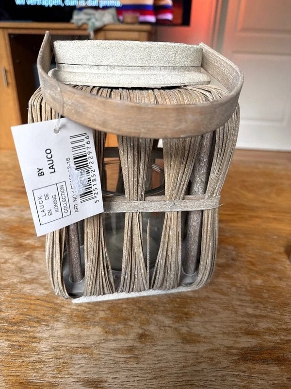 Lauco Lantaarn van natuurlijk materiaal - Nieuw met label, Overige merken, Natuurlijk materiaal, Nieuw, Ophalen of Verzenden