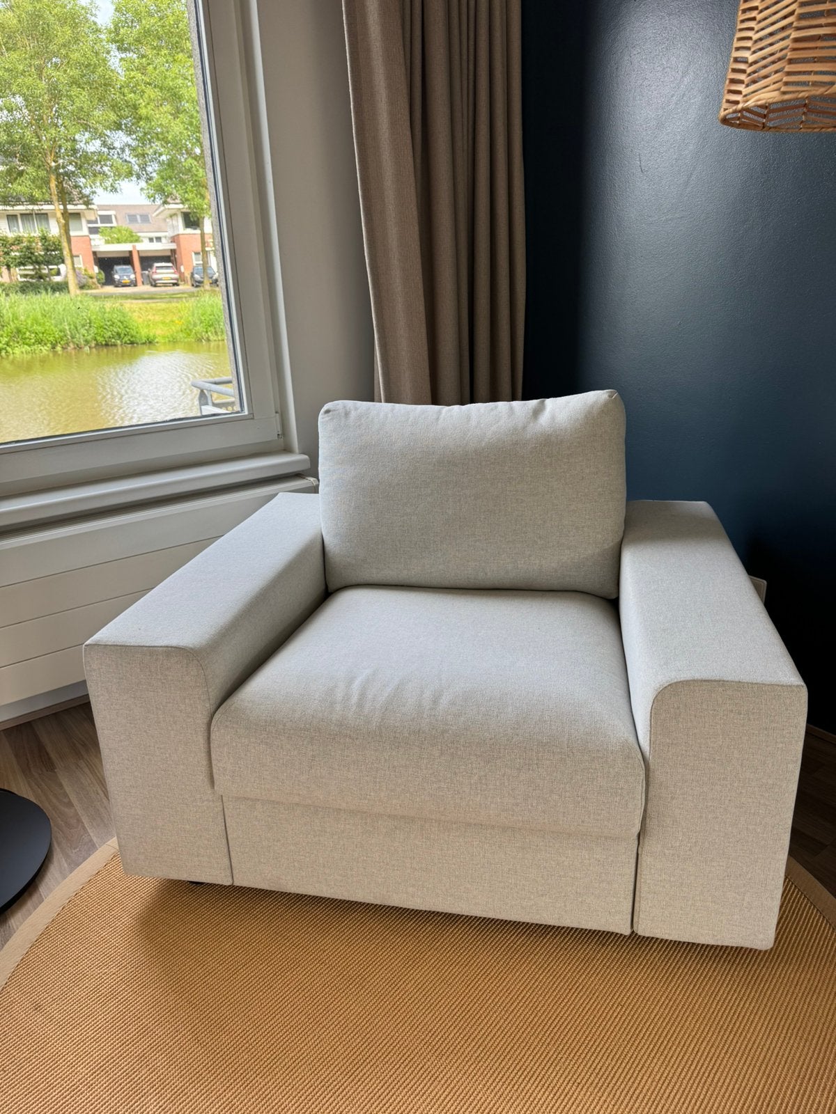 IKEA VIMLE fauteuil beige met brede armleuningen, Ophalen, Eenpersoons, 75 tot 100 cm, Zo goed als nieuw