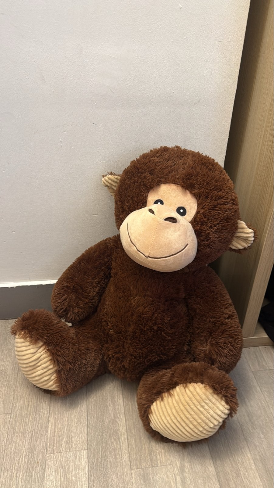 zachte bruine pluche aap knuffel, Overige merken, Overige karakters, Ophalen of Verzenden, Zo goed als nieuw