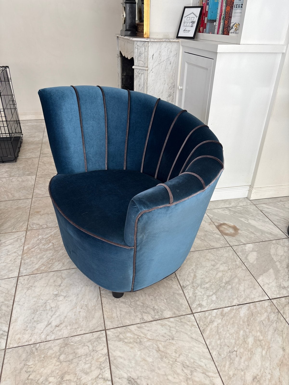 Stijlvolle Petrolblauwe Fauteuil, Ophalen, Blauw, Zo goed als nieuw, Eén