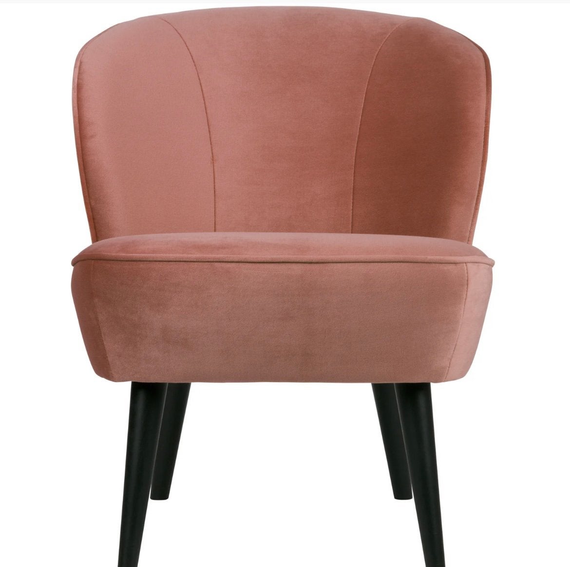 WOOOD SARA Fauteuil Oudroze Fluweel / Velvet Zwarte Poten, Ophalen, Minder dan 75 cm, Zo goed als nieuw, 50 tot 75 cm