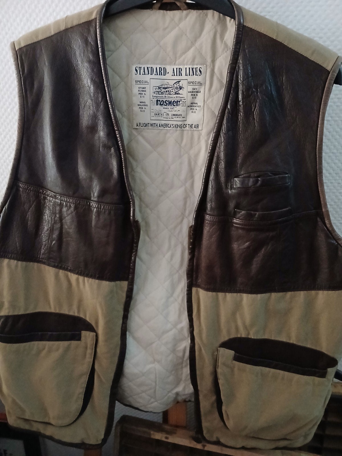 Vintage Rosner Leren Vest - Bruin/Beige, Kleding | Heren, Bruin, Overige maten, Ophalen of Verzenden, Gedragen