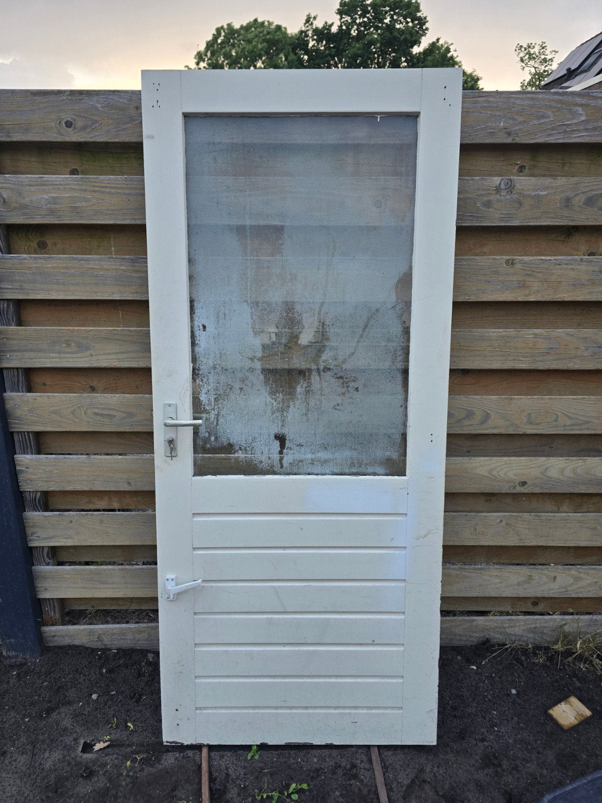 Hardhout deur, Ophalen, 80 tot 100 cm, 200 tot 215 cm, Glas