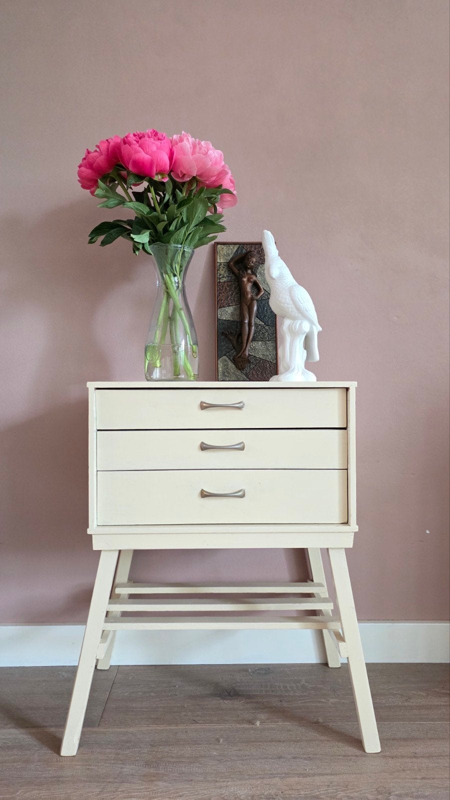 Vintage schappenkastje, wandkastje, kastje met glas, vitrine, Ophalen, Gebruikt, Vintage, Nvt