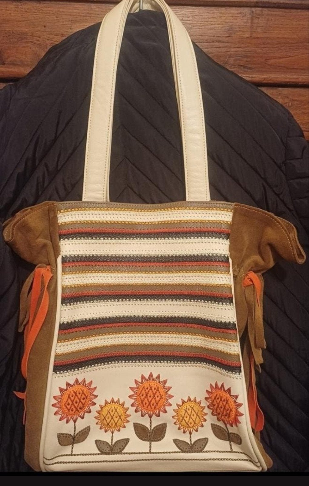 Unieke Handtas met Geborduurde Zonnebloemen, Ophalen of Verzenden