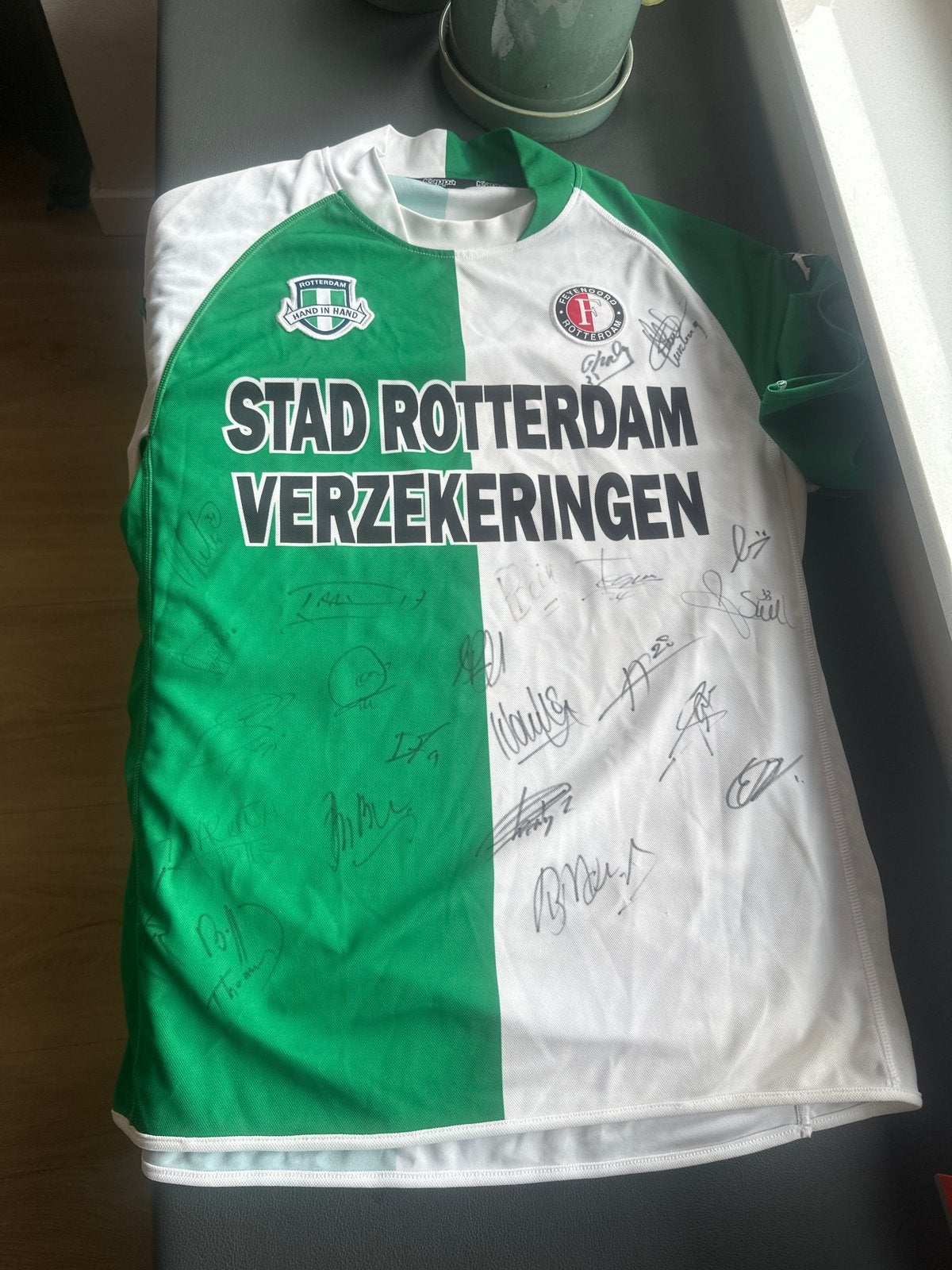 Gesigneerd Feyenoord shirt - Stad Rotterdam Verzekeringen, Sport en Fitness, Ophalen of Verzenden, Gebruikt, Shirt