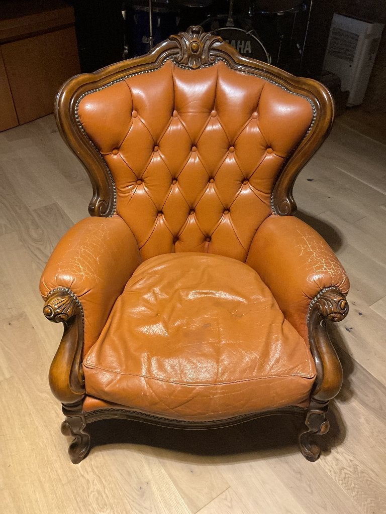 Chesterfield Camel Barok fauteuil, Ophalen, Gebruikt, 75 tot 100 cm, Hout