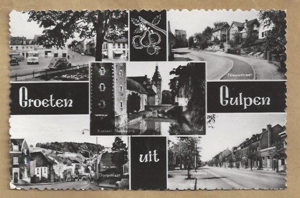 Groeten uit Gulpen - Zwart-wit ansichtkaart, Ophalen of Verzenden, 1960 tot 1980, Gelopen, Limburg