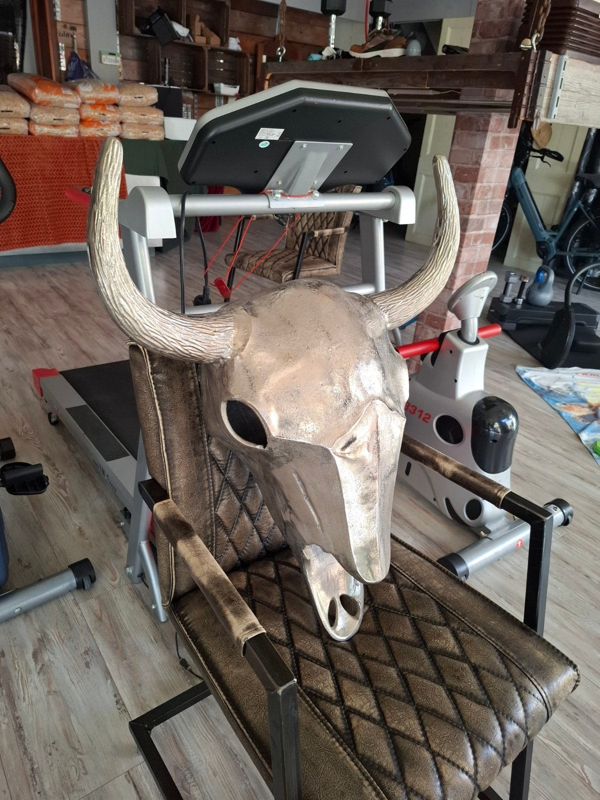 groot aluminium buffel kop, Ophalen