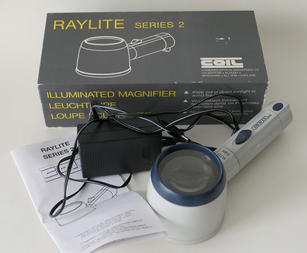 Coil RAYLITE vintage handvergrootglas met lamp, Ophalen of Verzenden, Gebruikt, Loeplamp