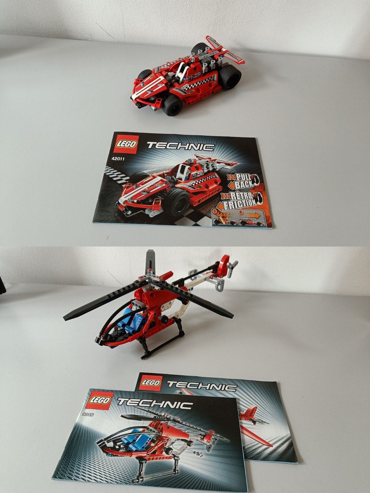 LEGO Technic Raceauto 42011 en Helikopter 9396, Compleet, Lego, Ophalen of Verzenden, Zo goed als nieuw