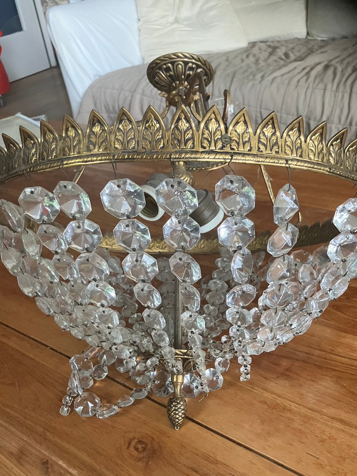 Nostalgische kroonluchter, Huis en Inrichting, Lampen | Kroonluchters, Ophalen of Verzenden, Gebruikt, Glas, Klassiek