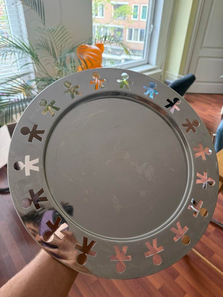 Alessi Girotondo dienblad/schaal - RVS, Overige materialen, Gebruikt, Schaal, Rond