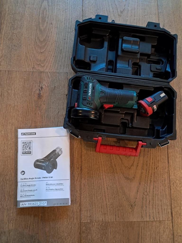 Parkside Accu Haakse Slijper PWSA 12 B1 - Zo goed als nieuw, Doe-het-zelf en Verbouw, Gereedschap | Slijpmachines, Ophalen of Verzenden