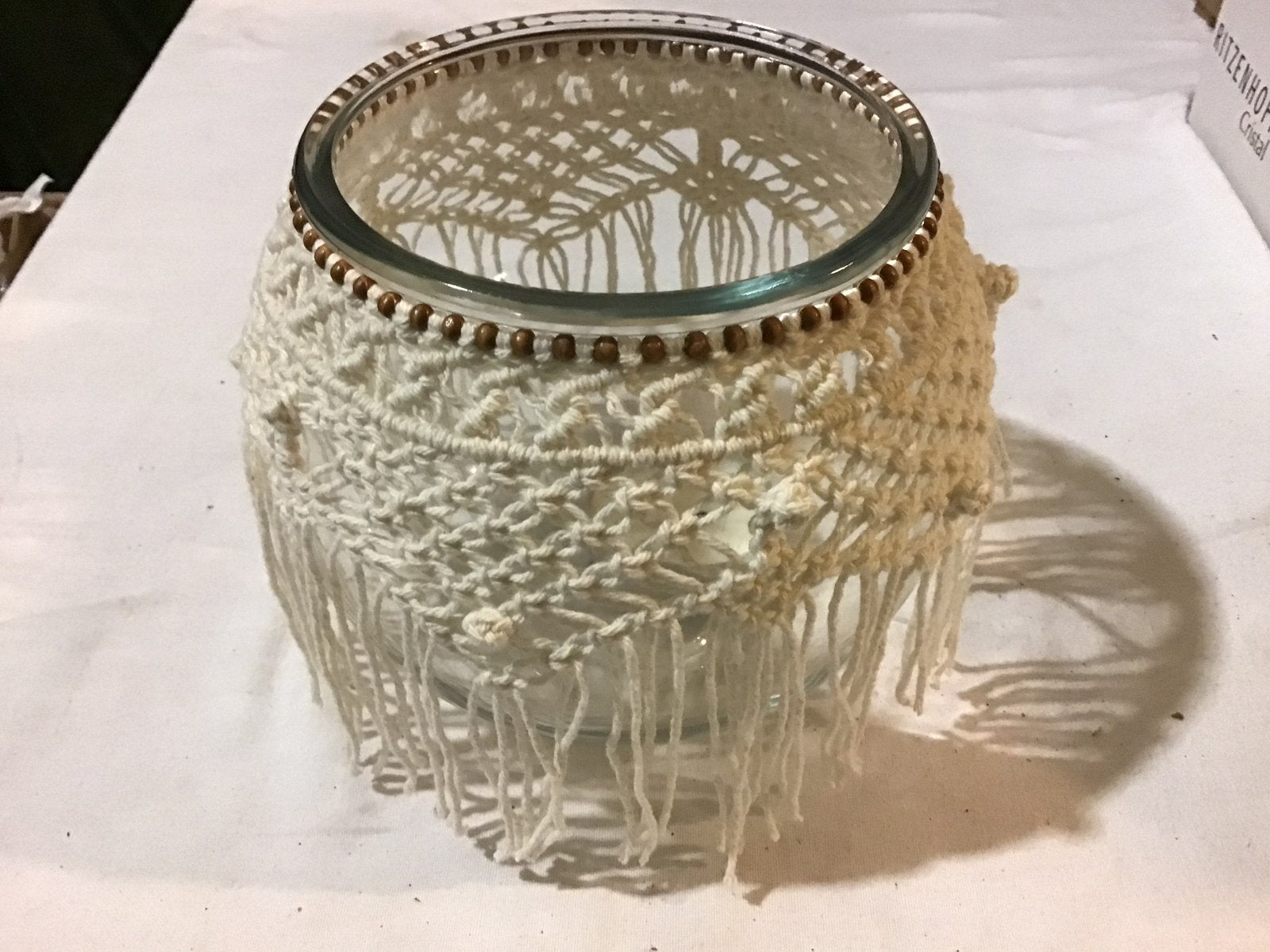 Windlicht macramé, Ophalen of Verzenden, Zo goed als nieuw
