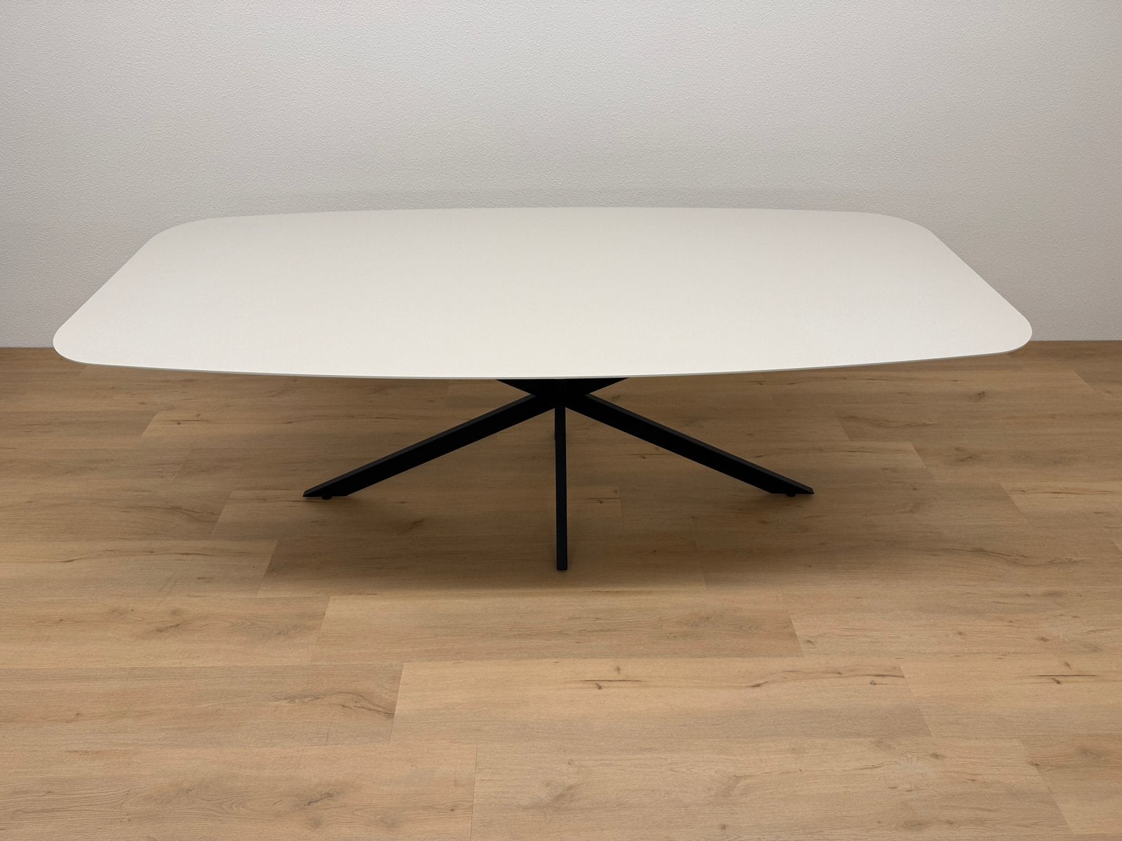 Deens ovale eettafel 220x100 - Beige HPL - Direct Leverbaar, Huis en Inrichting, 100 tot 150 cm, 200 cm of meer, Ophalen of Verzenden