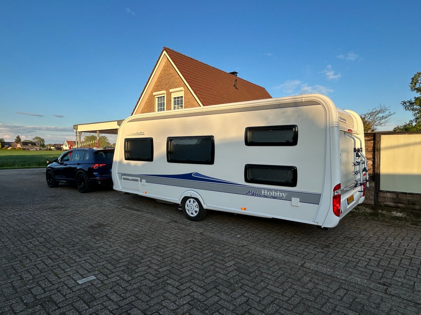 Hobby 545 Excellent met mover, airco en fietsendrager, Rondzit, Hobby, Schokbreker, Dwarsbed