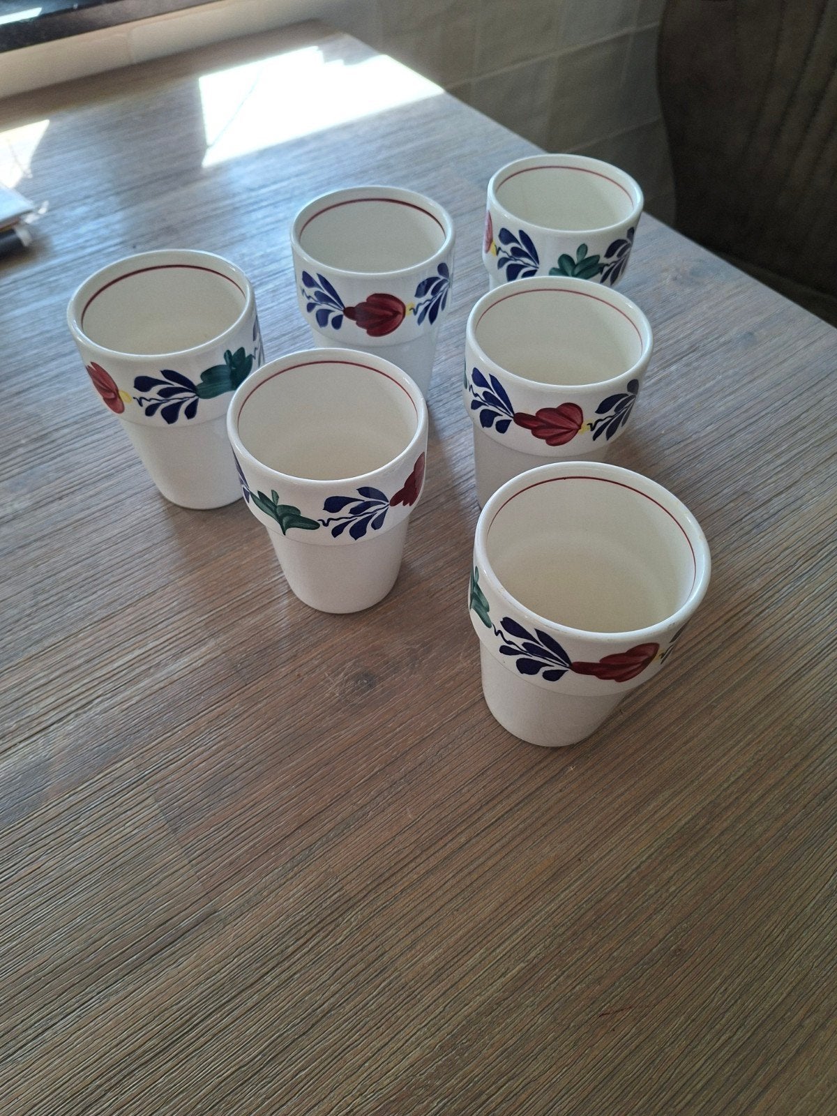 Boerenbont melk bekers., Ophalen, Zo goed als nieuw, Kop(pen) en/of Schotel(s), Aardewerk