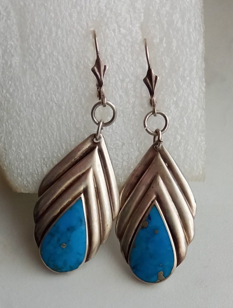zilveren oorbellen met  turquoise steen, Verzenden, Met edelsteen, Zilver, Zilver