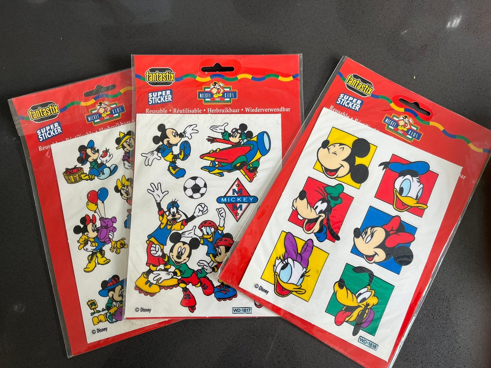Vintage Disney Sticker ‘96 Mickey's Stuff for Kids Fantastix, Ophalen of Verzenden, Zo goed als nieuw, Meerdere stickers