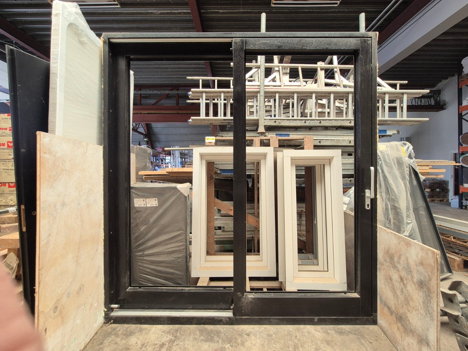 Nieuwe houten schuifpui zwart DTS onderdorpel, Doe-het-zelf en Verbouw, Deuren en Horren, Ophalen, Nieuw, Buitendeur, Schuifdeur