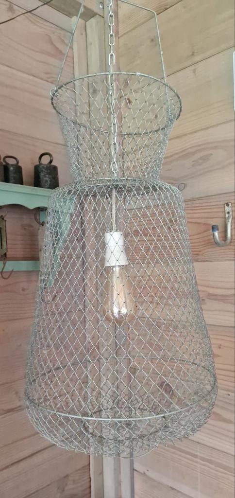 Brocante lamp gemaakt van vintage visnet., Ophalen of Verzenden