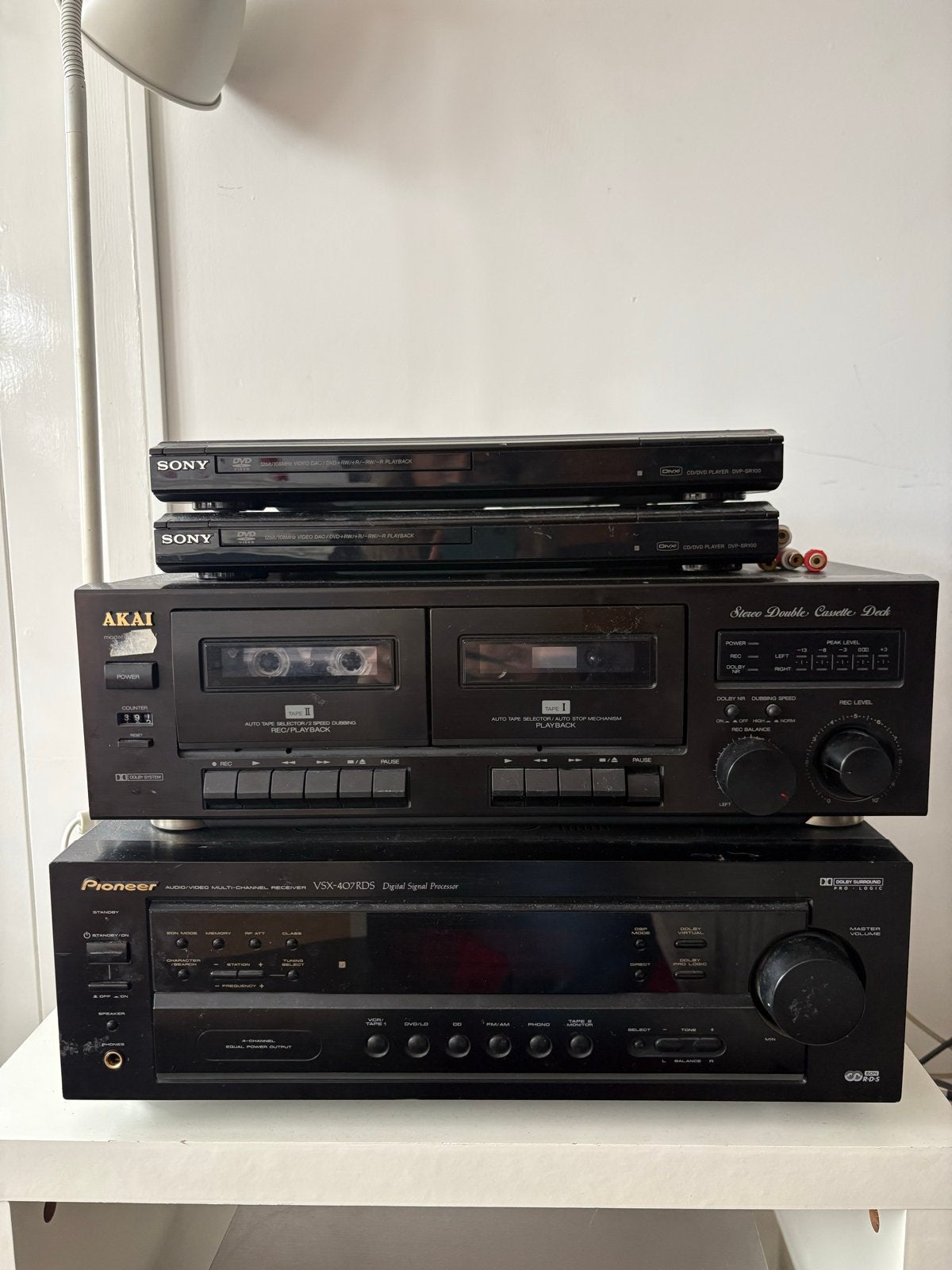 Vintage Audio Set: Sony DVD, Akai Cassette, Pioneer Receiver, Gebruikt, Cassettedeck, Losse componenten, Ophalen