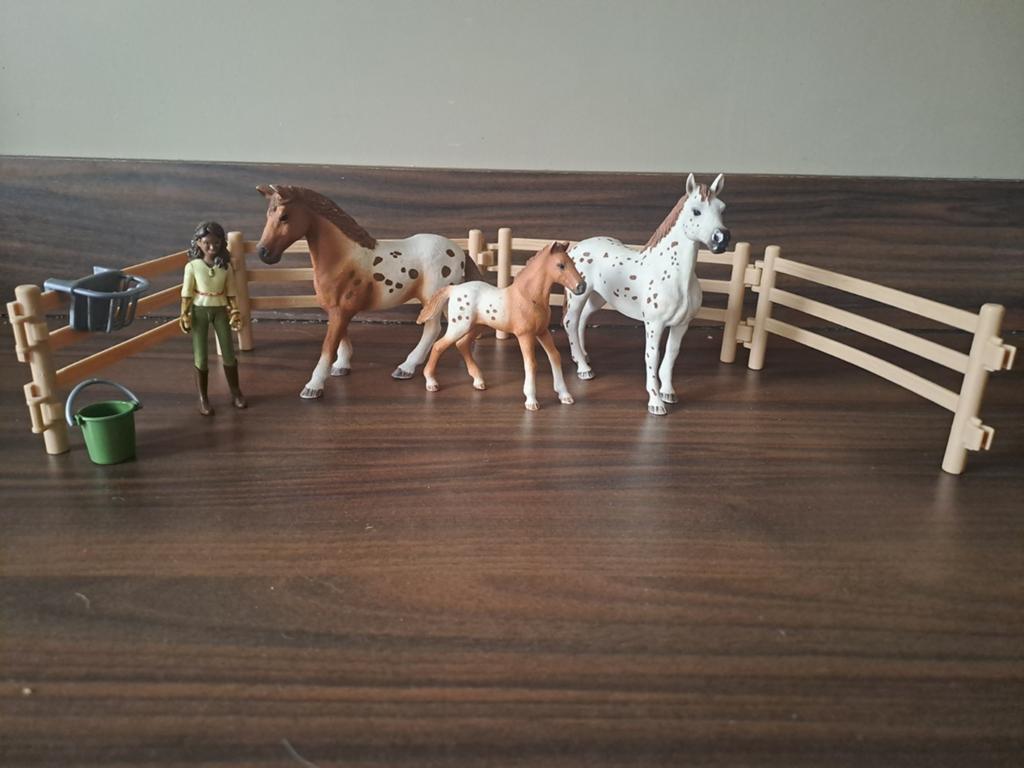 Schleich appaloosa met weide en verzorger, Ophalen of Verzenden, Zo goed als nieuw