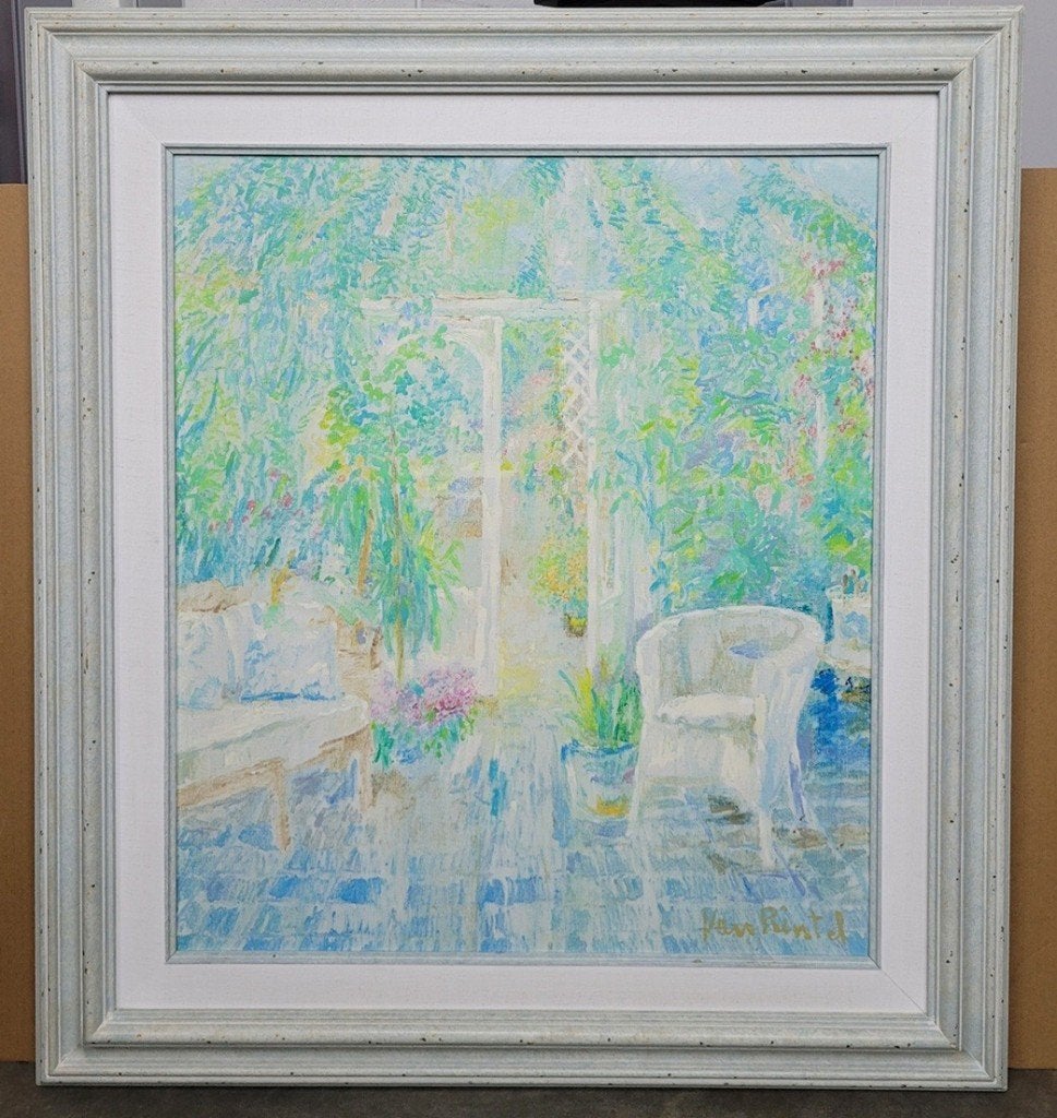 Theo VAN RINTEL, een zomers tuinterras, Antiek en Kunst, Kunst | Schilderijen | Klassiek, Ophalen, Doek, Impressionistisch, Olieverf