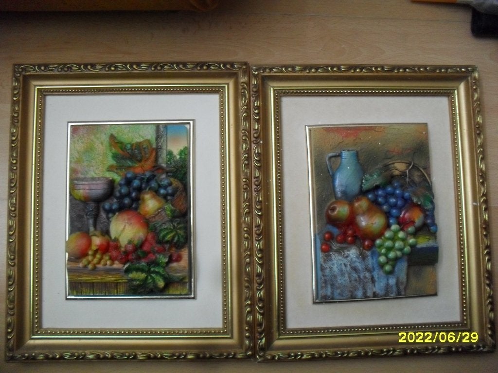 2 Leuke 3D schilderijen met stillevens in zeer goede staat., Antiek en Kunst, Ophalen of Verzenden, Stilleven