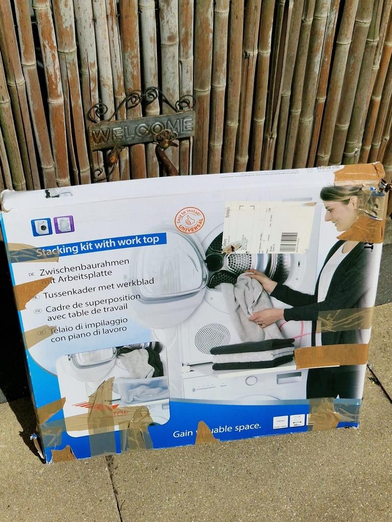 Universele stapelkit met werkblad voor wasmachine/droger, Witgoed en Apparatuur, Wasmachines, Ophalen of Verzenden, Nieuw