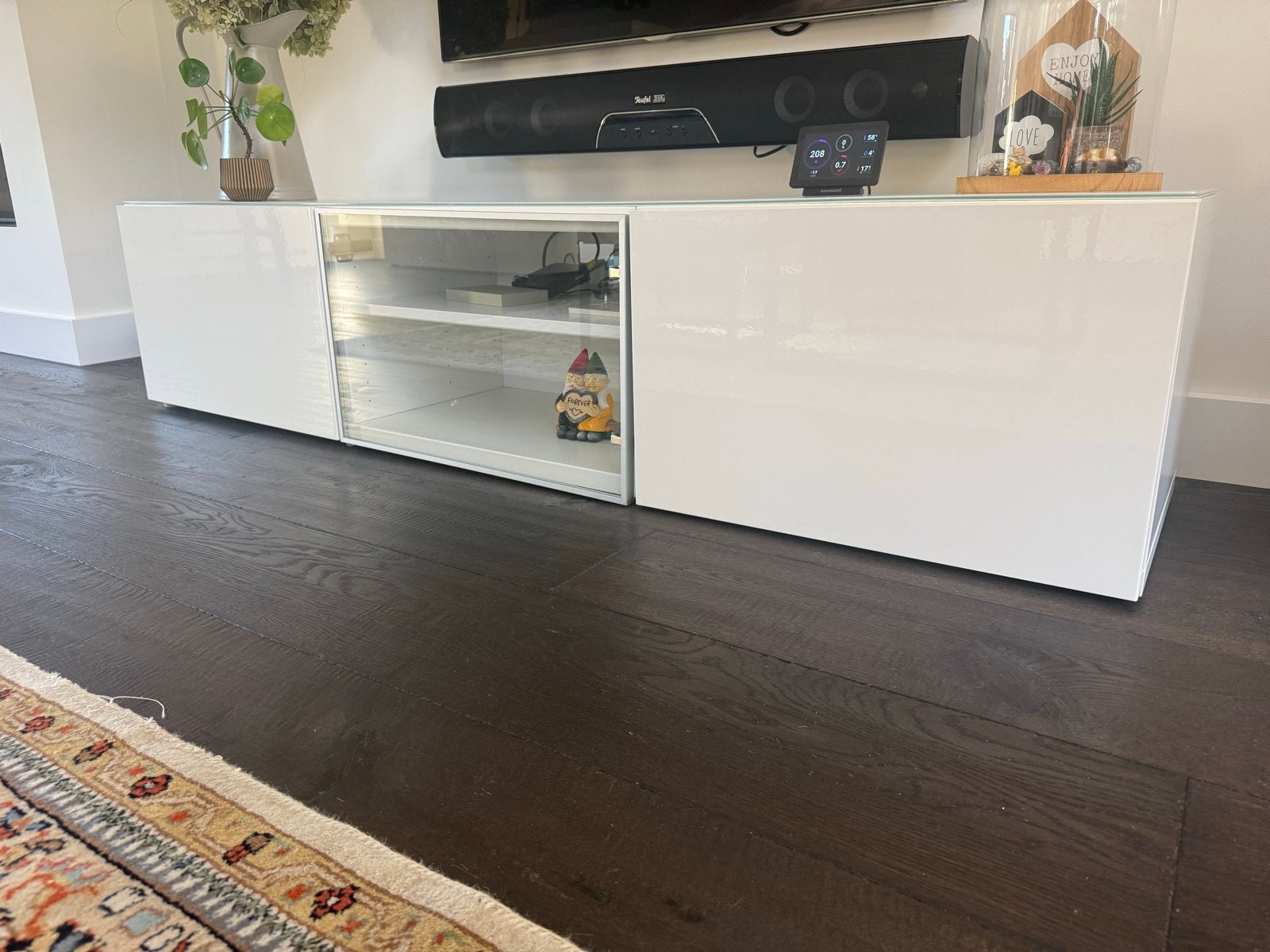 IKEA Besta TV-meubel met glazen oplegplaat, Ophalen, Gebruikt, 150 tot 200 cm, Glas