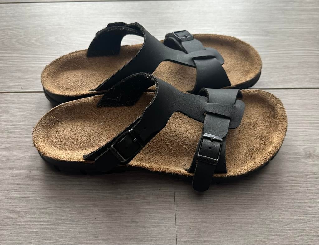 Birkenstock slippers sandalen, Zwart, Zo goed als nieuw, Sandalen of Muiltjes, Ophalen of Verzenden