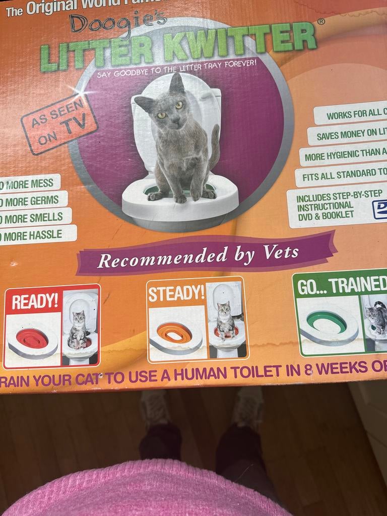Train je kat op het toilet, Ophalen, Gebruikt