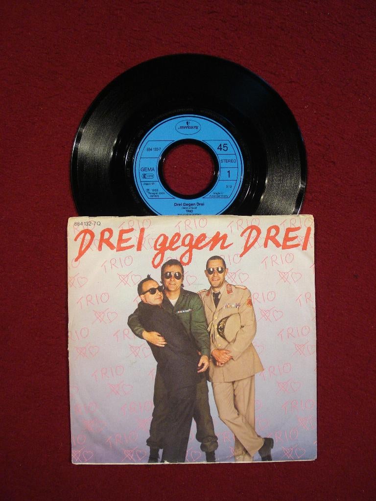 Trio 7" Vinyl Single: ‘Drei gegen drei’ (Duitsland), Ophalen of Verzenden, Zo goed als nieuw, Pop