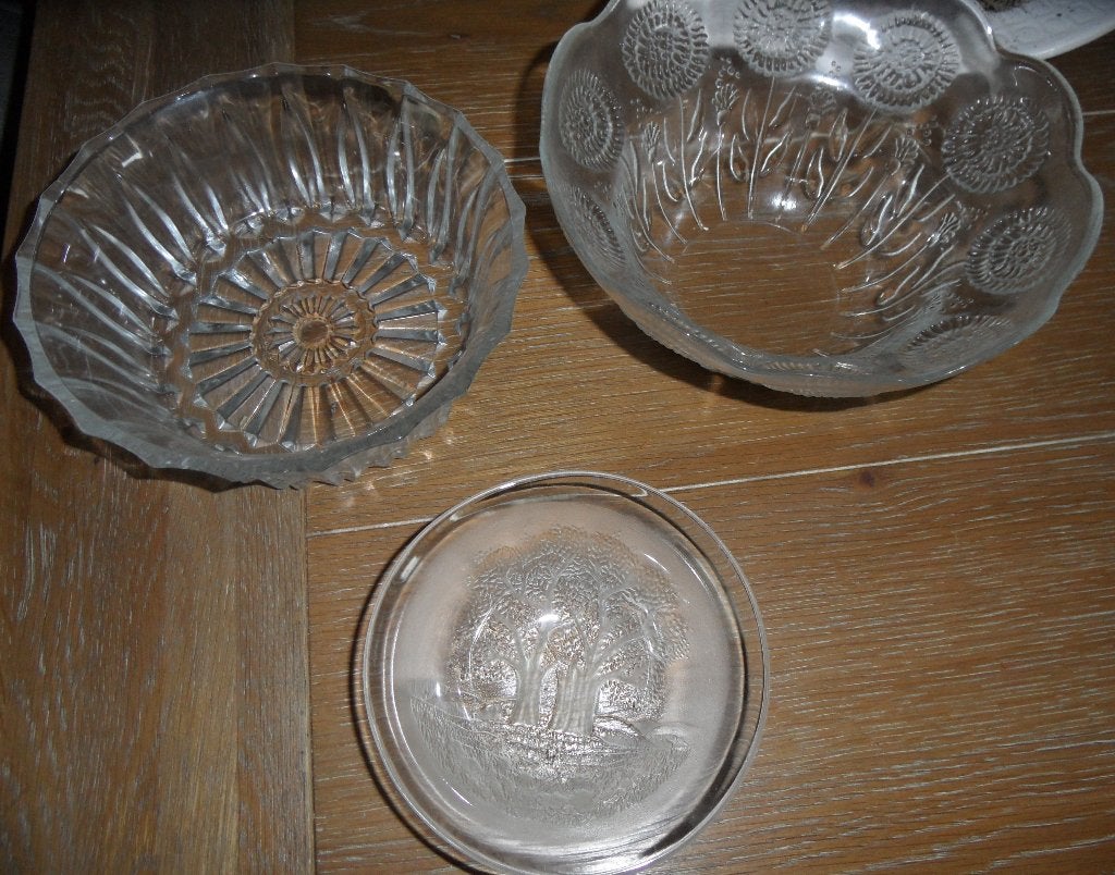 In goede staat: 3 glazen schalen, Ophalen of Verzenden, Overige stijlen, Glas, Schaal of Schalen