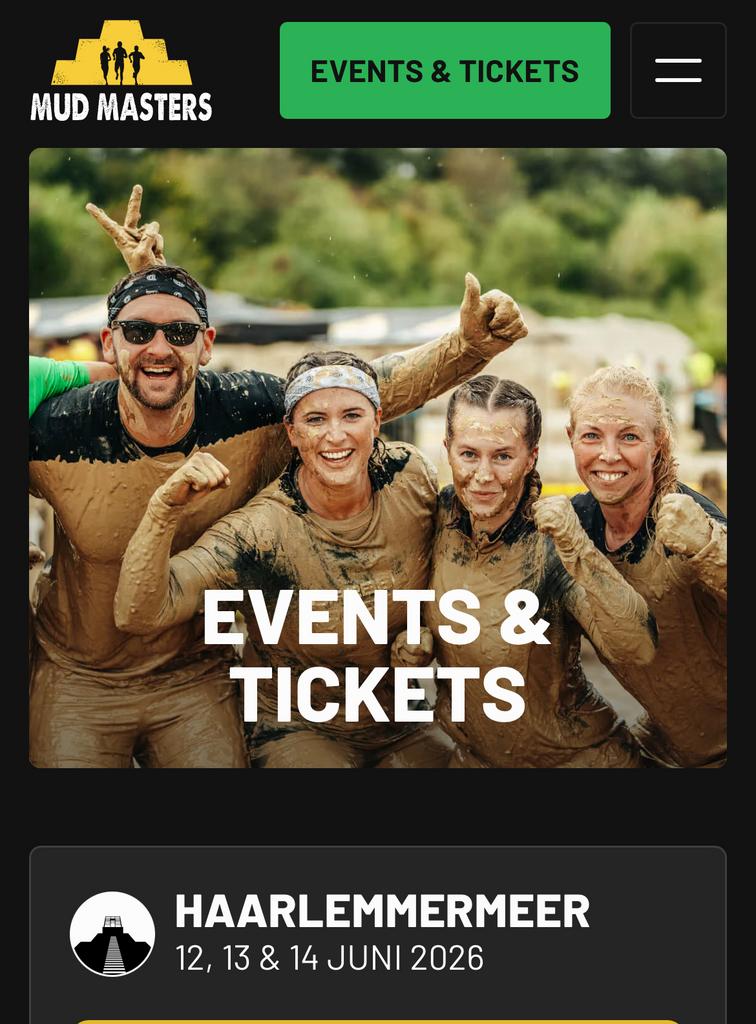 2 x mudmasters mudrun kaarten 16 km, Tickets en Kaartjes, Evenementen en Festivals, Twee personen