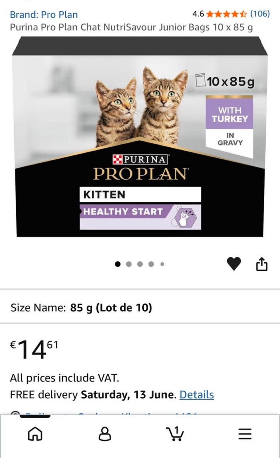 Purina Pro Plan kitten natvoer, Ophalen of Verzenden, Kat