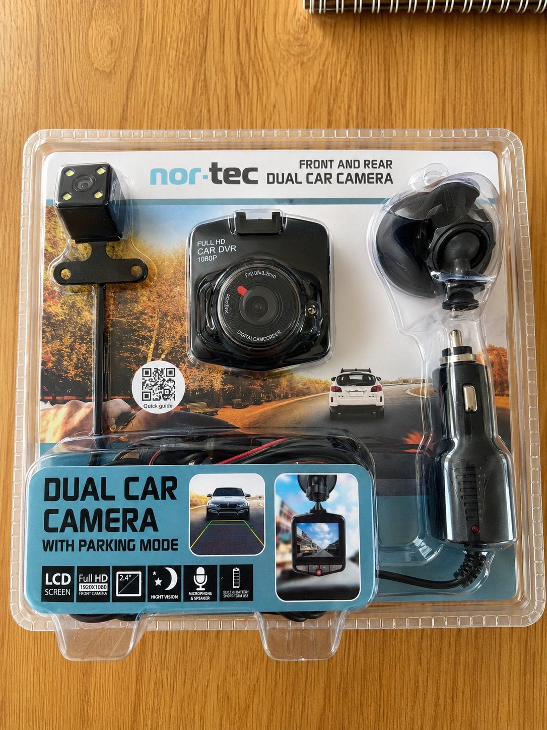 Nor-Tec Dual Car DVR Camera met parkeermodus, Ophalen of Verzenden, Zo goed als nieuw