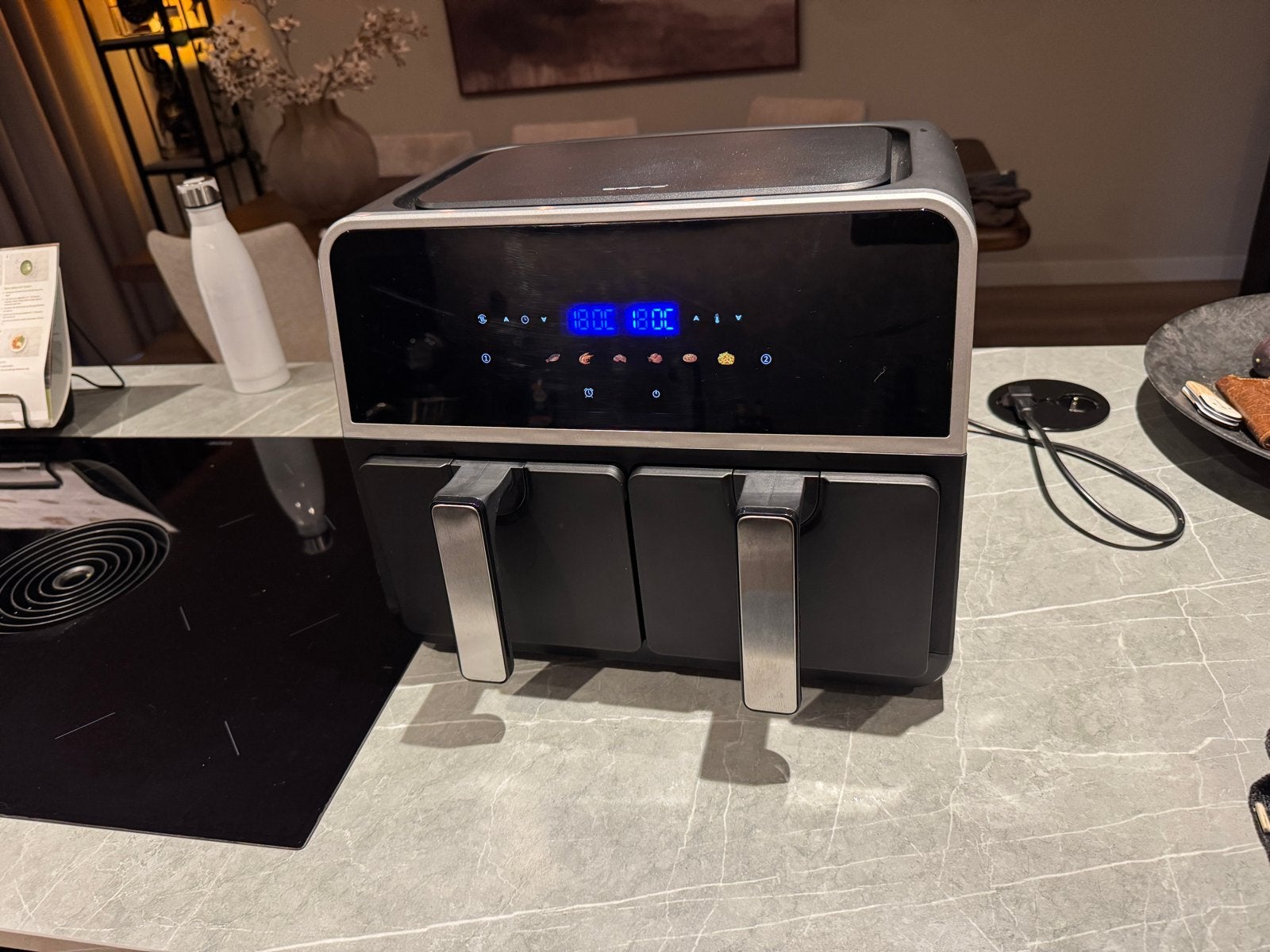 Emerio Smart Fryer XXL - Dubbele Airfryer, Ophalen, Zo goed als nieuw, Airfryer XXL, 1500 gram of meer