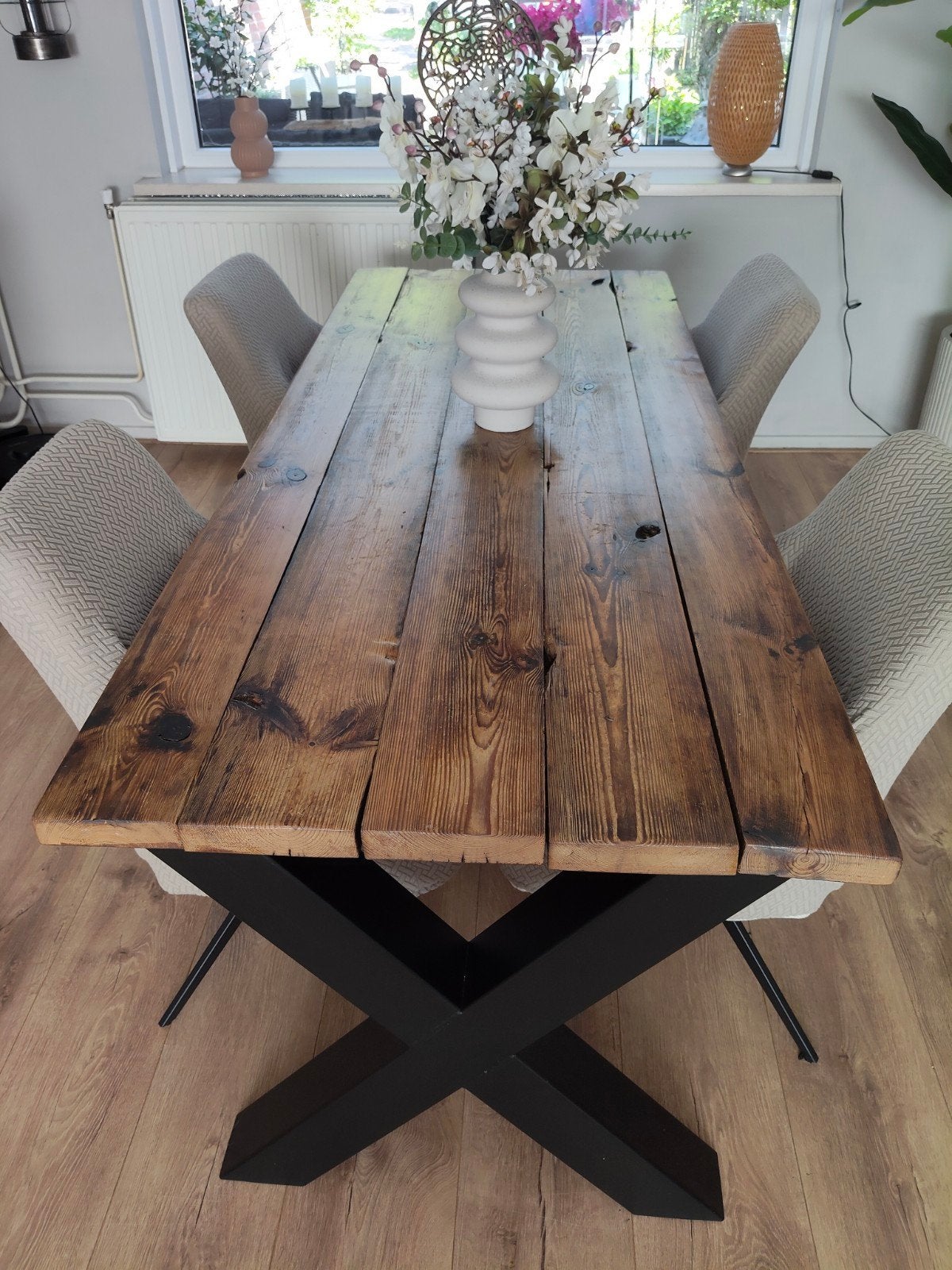 Robuuste tafel 2 m van wagonhout, Ophalen, Rechthoekig, 200 cm of meer, 50 tot 100 cm