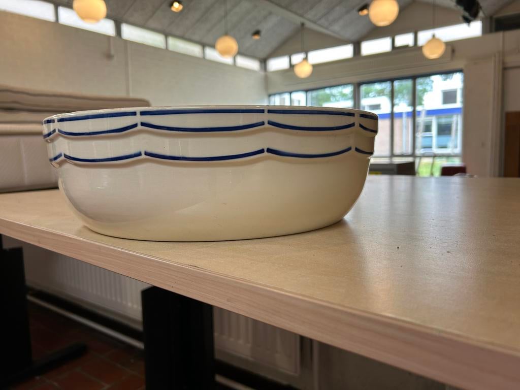 Antieke Franse Badonviller Schaal | Faience | Blauw-wit deco, Ophalen of Verzenden