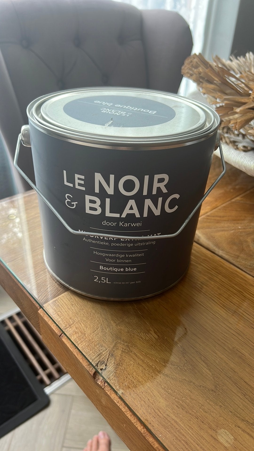 Prachtige muurverf Le Noir &  Blanc karwei blue NIEUW, Minder dan 5 liter, Ophalen of Verzenden, Nieuw, Blauw